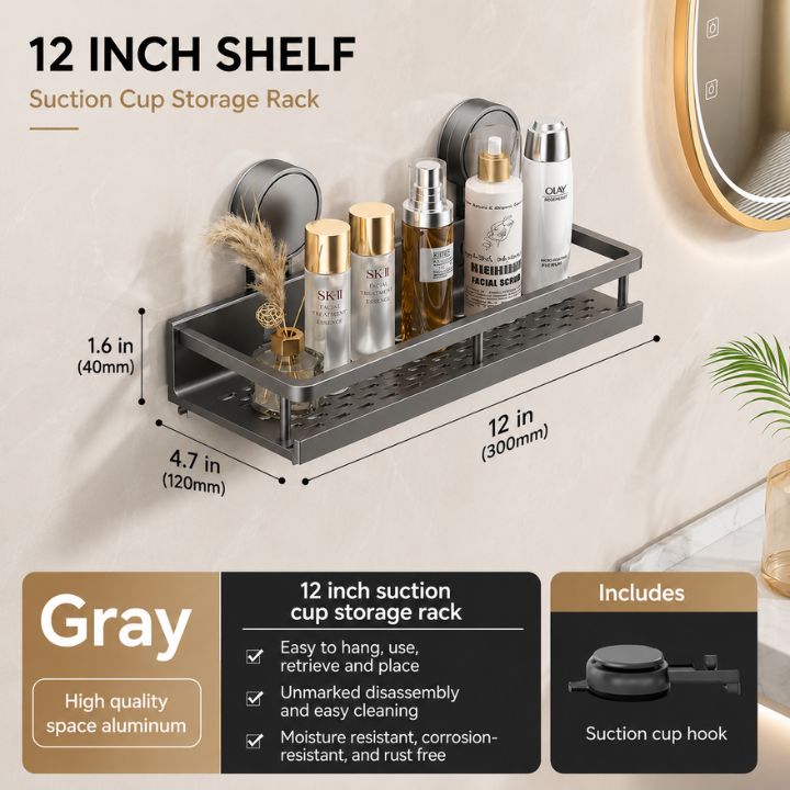 LuxeHold™ Aluminum Bathroom Shelf