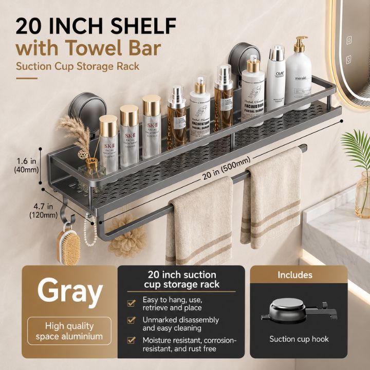 LuxeHold™ Aluminum Bathroom Shelf