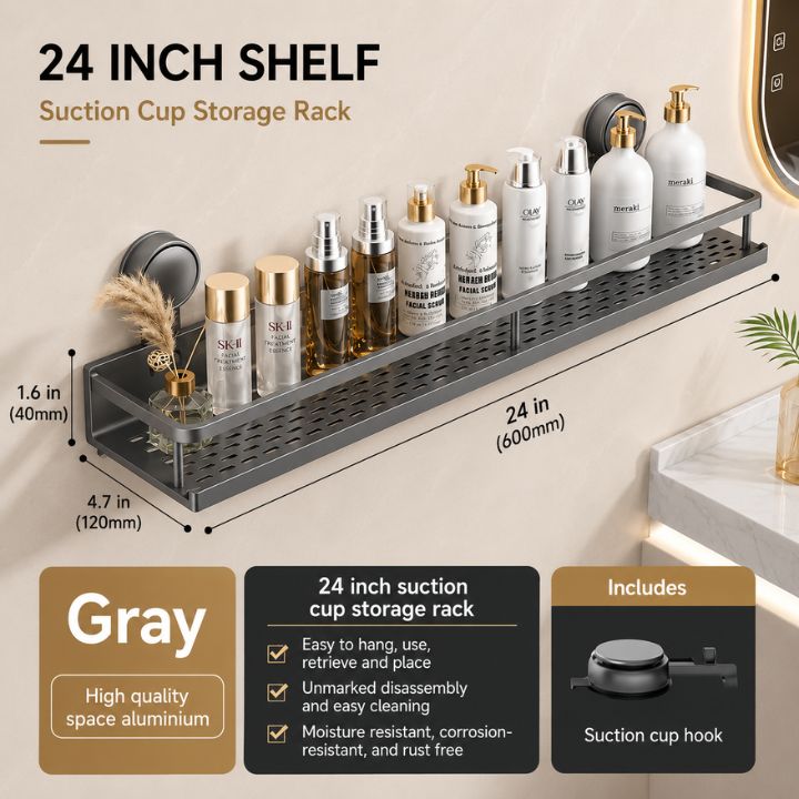 LuxeHold™ Aluminum Bathroom Shelf