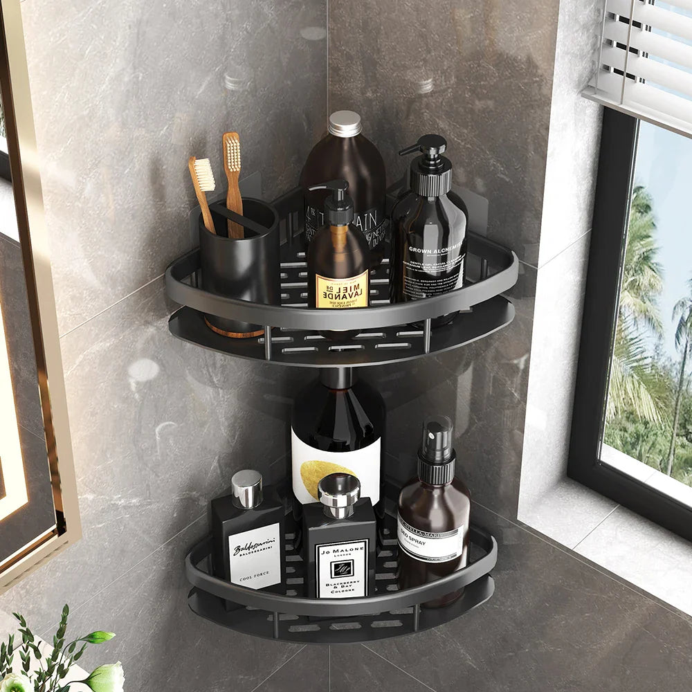 Minimalist Aluminium Bathroom Shelf Set – 2 Pieces