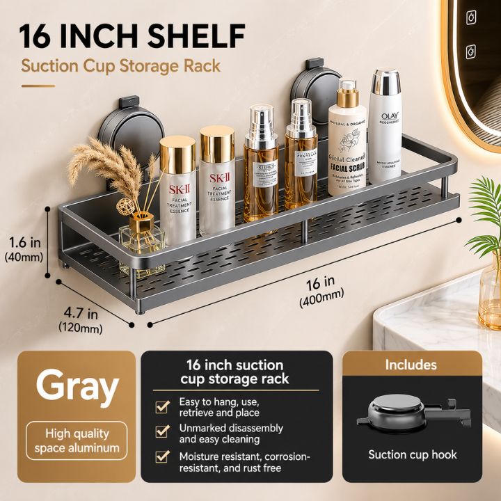 LuxeHold™ Aluminum Bathroom Shelf