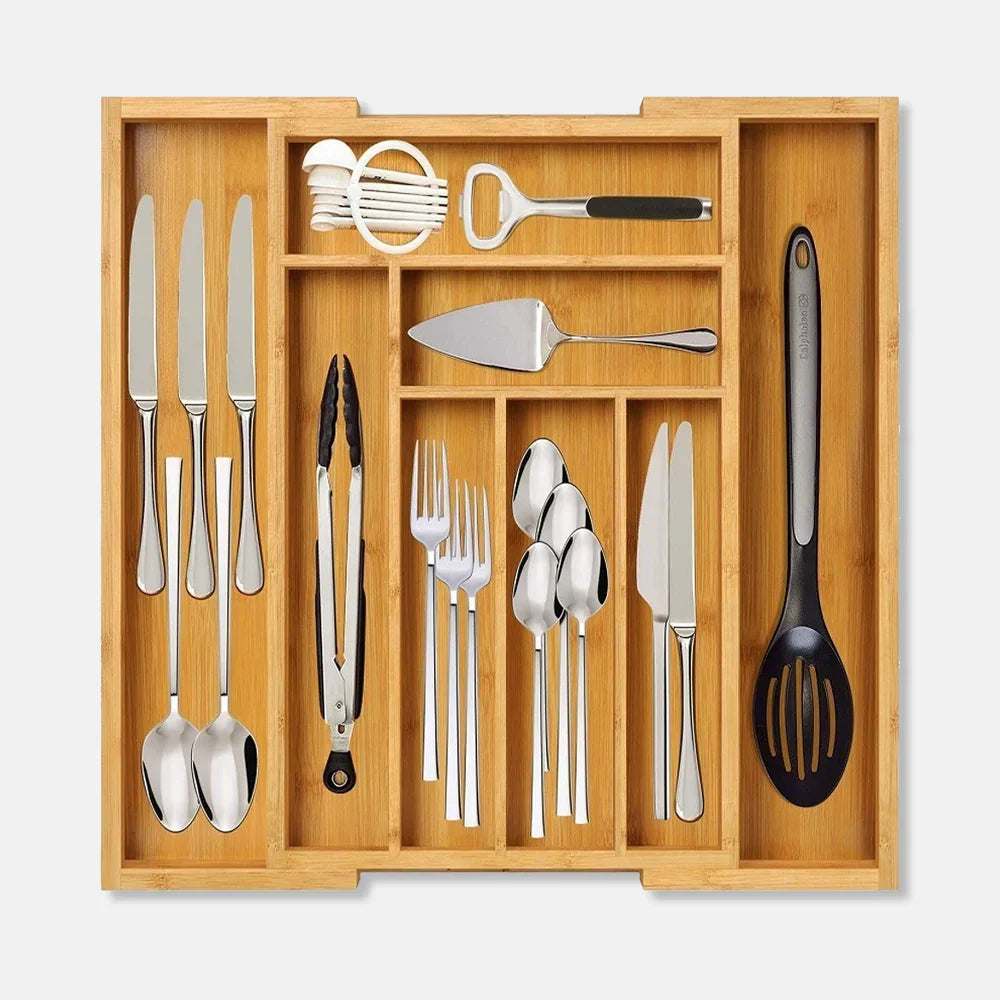 Expandable Bamboo Cutlery Tray