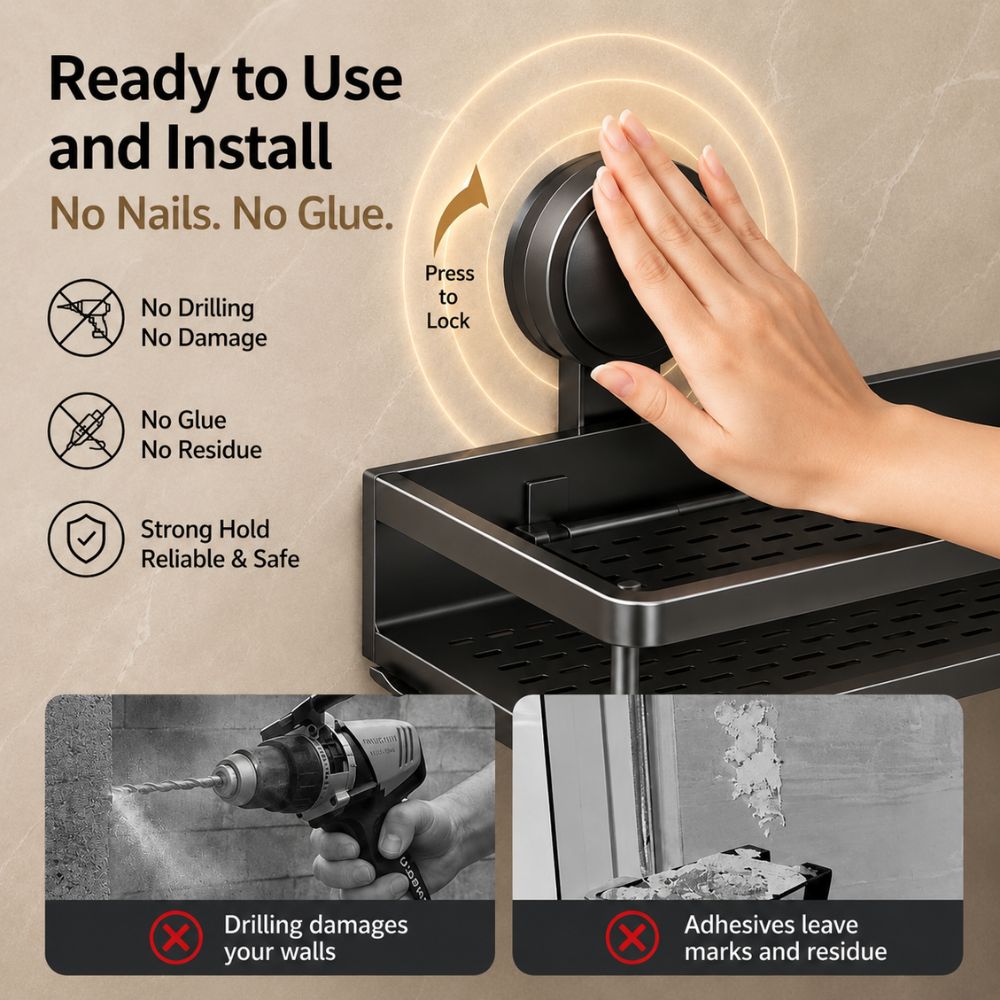 LuxeHold™ Aluminum Bathroom Shelf