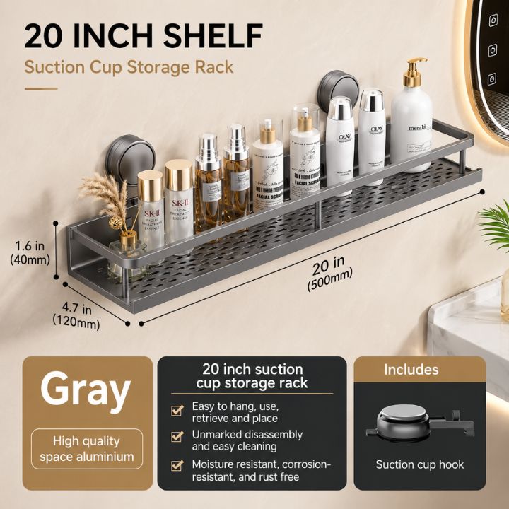LuxeHold™ Aluminum Bathroom Shelf