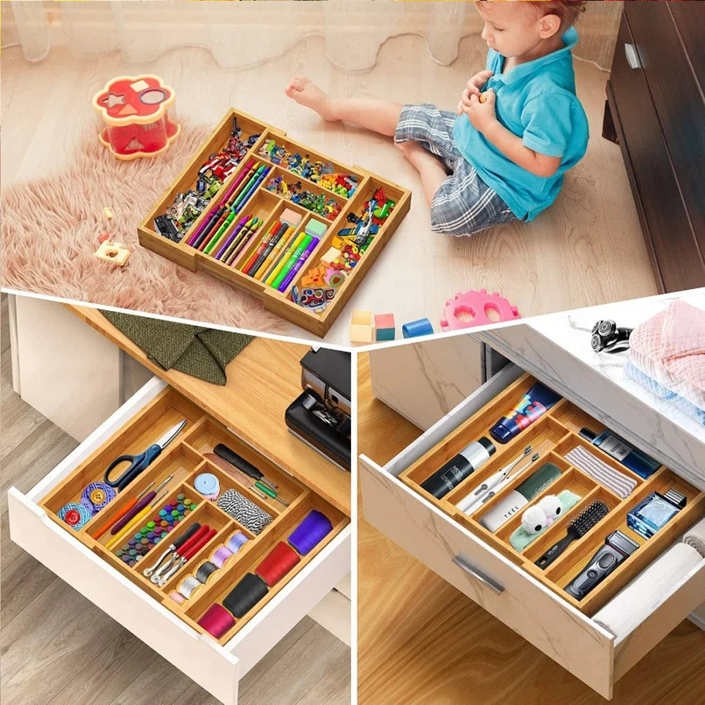 Expandable Bamboo Cutlery Tray