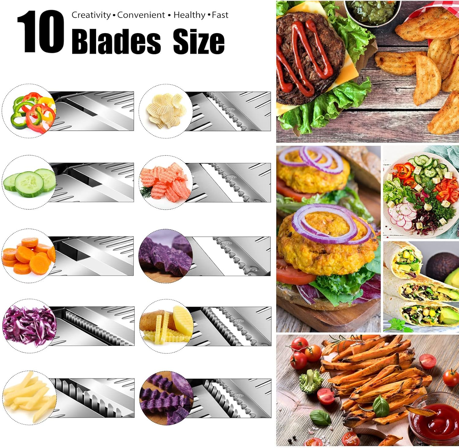 Premium Adjustable Stainless Steel Mandoline Slicer