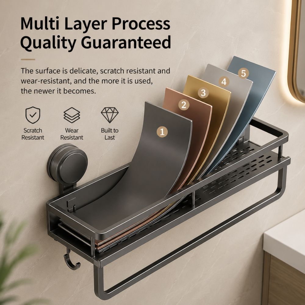 LuxeHold™ Aluminum Bathroom Shelf