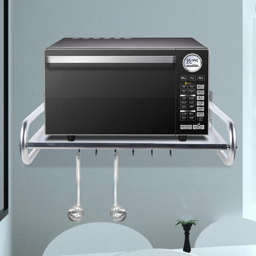Premium Wall-Mounted Microwave Shelf (Stainless Steel)